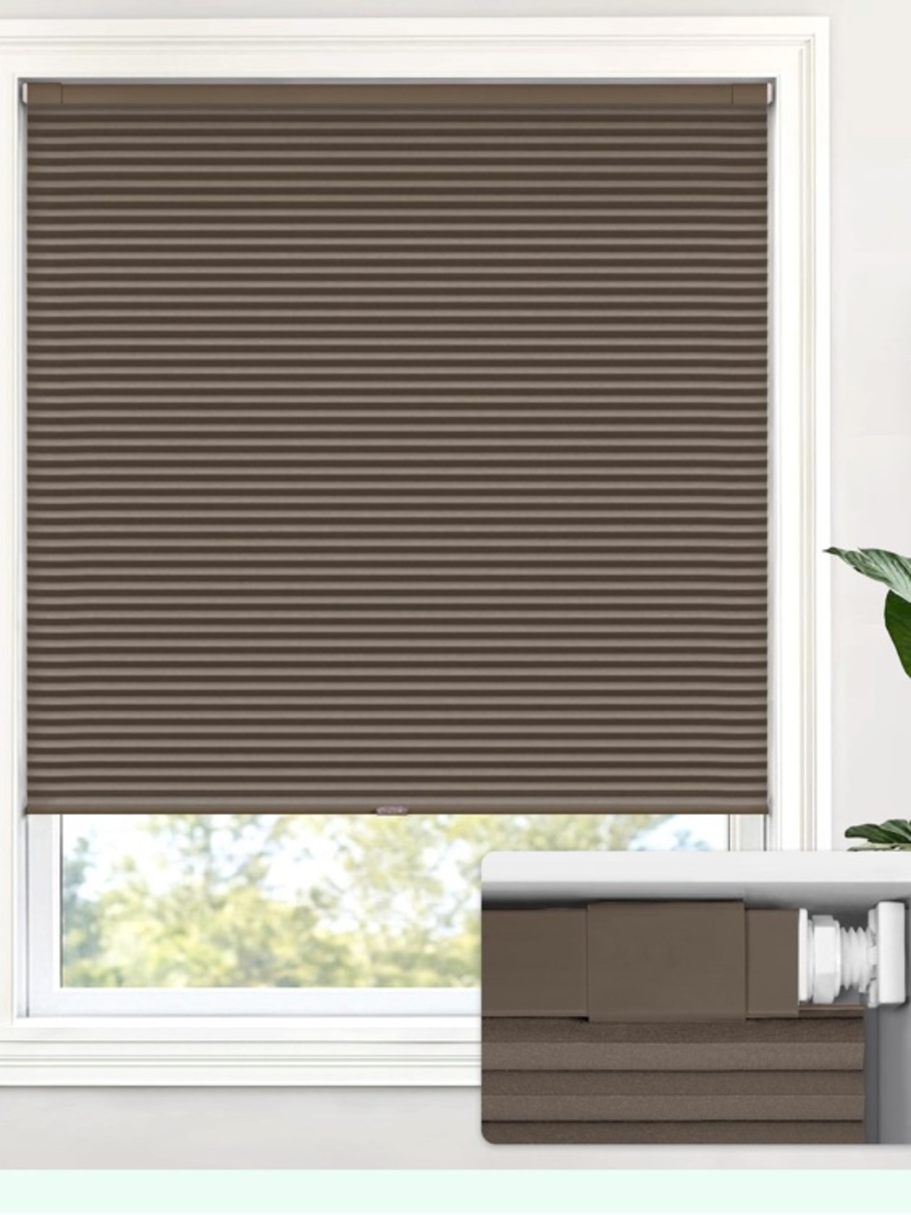 Blackout NO DRILL Cordless Cellular Shade 22.5”W 64”L - DARK COFFEE